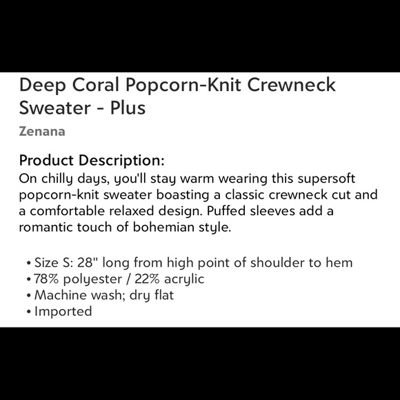 Zenana popcorn sweater 2X - Picture 3 of 3